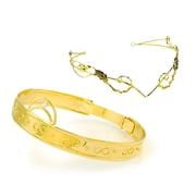 Sunnywood His & Hers Golden Fantasy Circlets   Adjustable Renaissance Crowns for Weddings, Cosplay, and Medieval Costumes