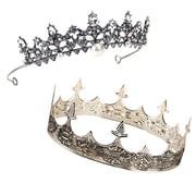Sunnywood His & Hers Power Play Crown and Tiara   Medieval King Crown and Gothic Queen Tiara for Weddings, Renaissance Faires, and Cosplay