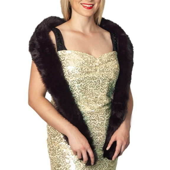 Sunnywood Women's Faux Fur Scarf Collar Stole Shawl Wrap for Winter Coat Accessory