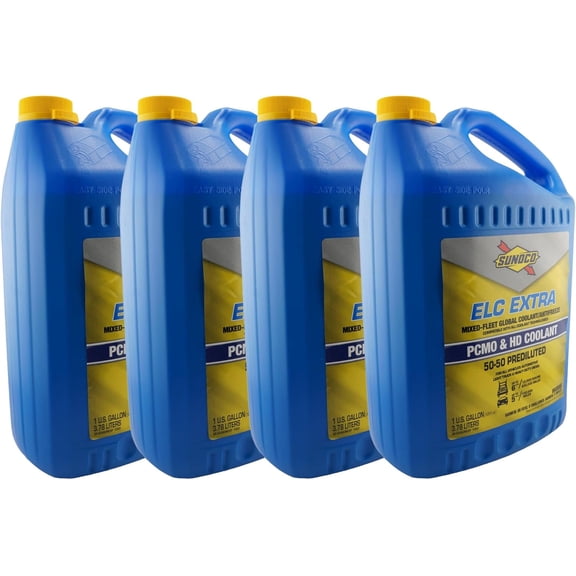 Sunoco 9973-004 (9973) ELC Extra 50/50 Prediluted Extended Life Coolant/Antifreeze 1 Gallon Mixed Fleet (Case of 4) Contains Bittering Agent