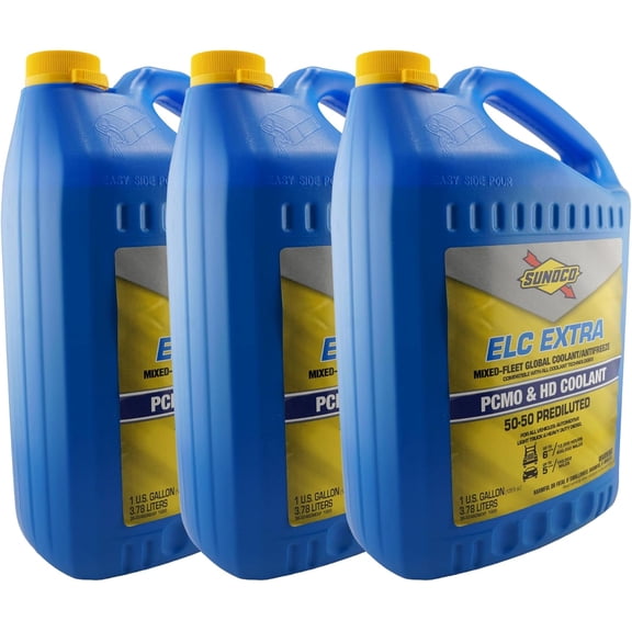 Sunoco 9973-004 (9973) ELC Extra 50/50 Prediluted Extended Life Coolant/Antifreeze 1 Gallon Mixed Fleet (Pack of 3) Contains Bittering Agent