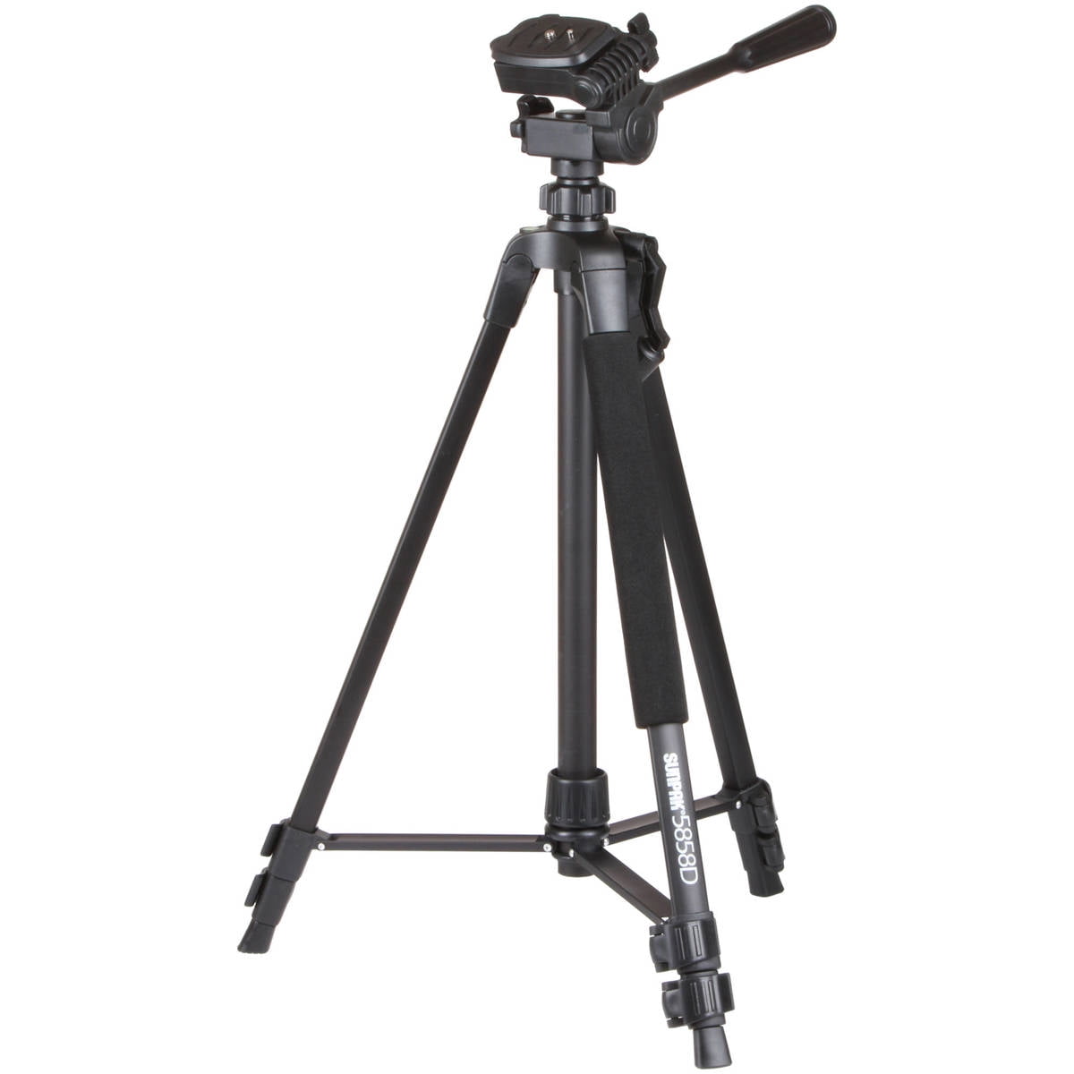 Sunpak 5858D 3 Section Aluminum Tripod with 3-Way Pan/Tilt Head, 8lbs Capacity, 58" Maximum Height
