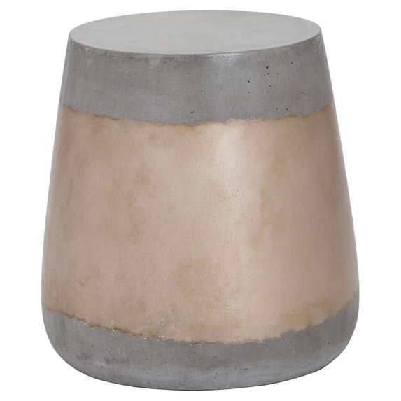 Sunpan Aries 15" Round-shaped Modern Concrete Side Table in Gold/Gray