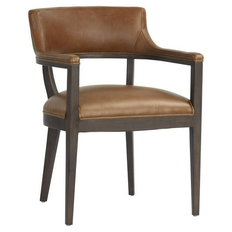 Sunpan Brylea Modern Leather Dining Armchair in Shalimar