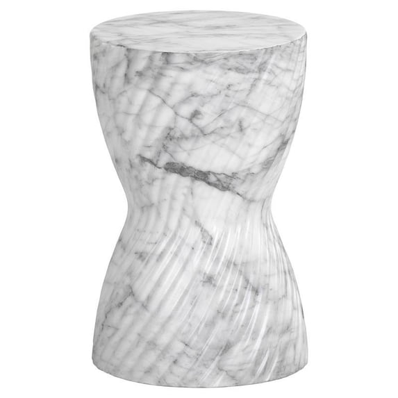 Sunpan Cara 11.75" Round-shaped Modern Concrete End Table in White