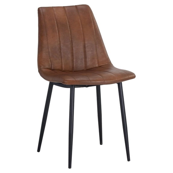 Sunpan Drew 18" Modern Faux Leather Dining Chair in Black-Brown