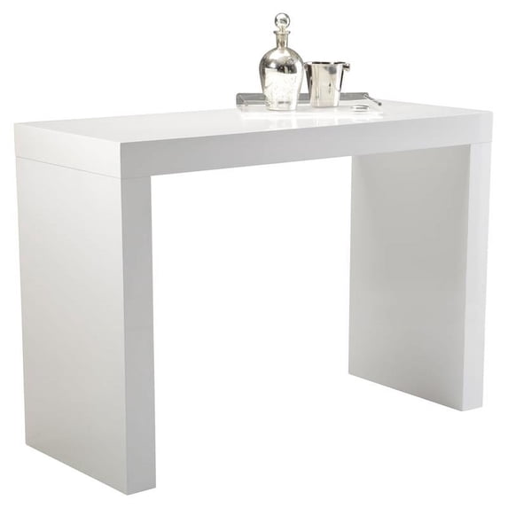 Sunpan Faro 57" Rectangular Modern Wood Bar Table in Stunning High Gloss White