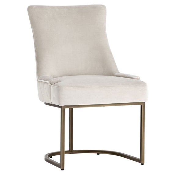 Sunpan Florence 18.5" Transitional Fabric Dining Chair in Cream (Set of 2)