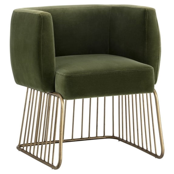 Sunpan Gala 19.5" Modern Fabric Dining Armchair in Forest Green