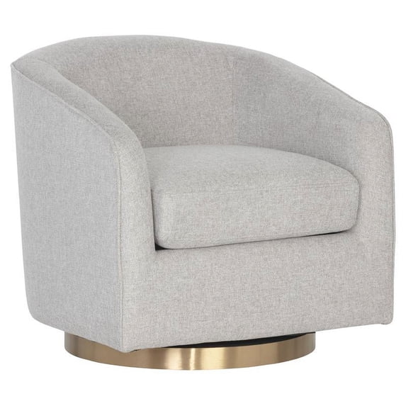 Sunpan Hazel 19" Modern Fabric Swivel Lounge Chair in Belfast Heather Gray