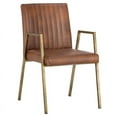 thumbnail image 1 of Sunpan Homer 18.5" Modern Faux Leather Dining Armchair in Brown/Antique Brass, 1 of 7