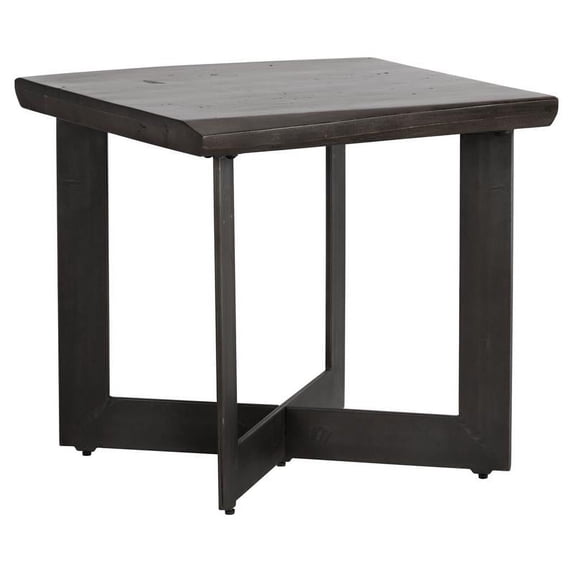 Sunpan Marley 22" Transitional Wood End Table in Rich Walnut Brown