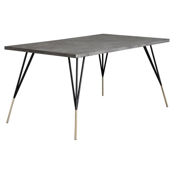 Sunpan Midori 59" Rectangular Modern Metal and Concrete Dining Table in Gray