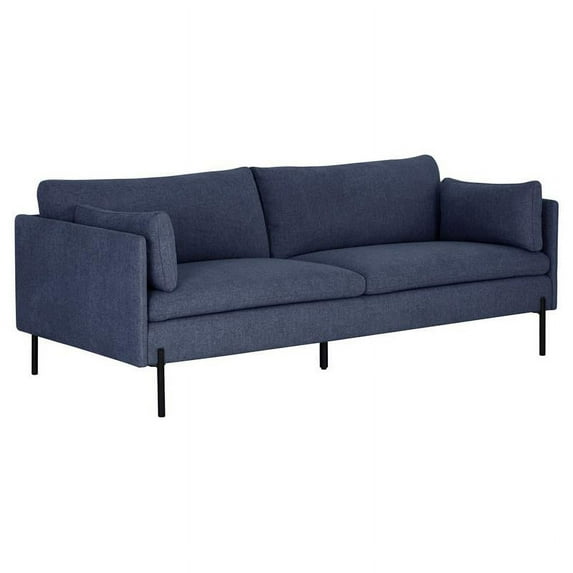 Sunpan Perkins 17.75" Modern Fabric and Aluminum Sofa in Belfast Navy