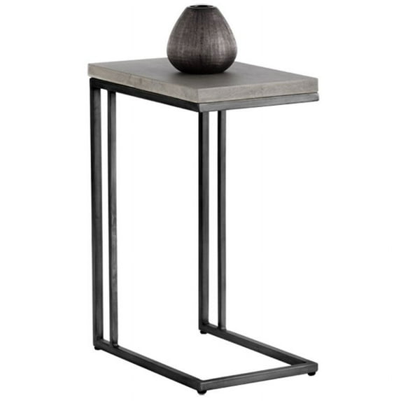Sunpan Sawyer 12" Rectangular Modern Concrete and Metal End Table in Gray