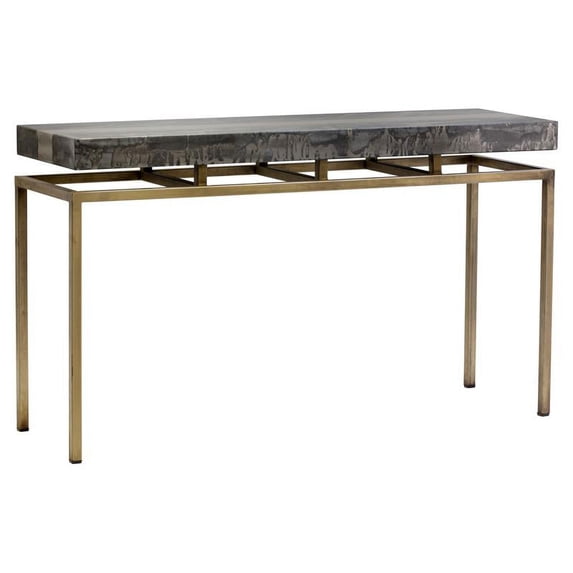 Sunpan Toreno 52" Rectangular Modern Metal Console Table in Antique Brass
