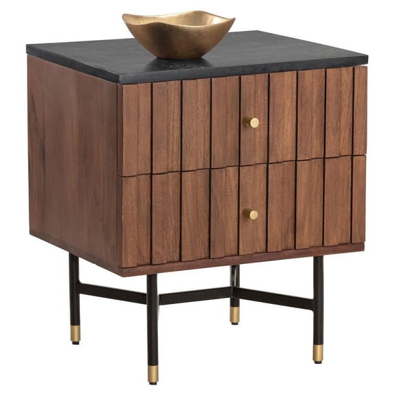 Sunpan Wellington 18.75" Modern Wood and Iron Night Stand in Brown/Black