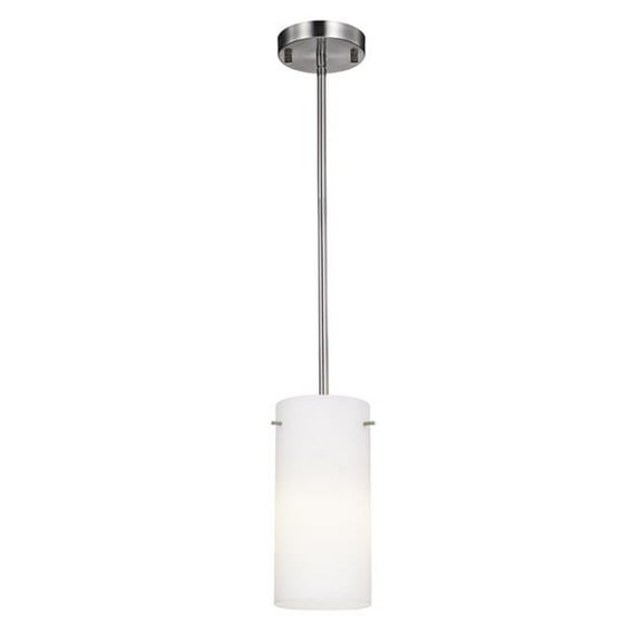 Sunpark P117-1-62-E26 4.8 x 9.8 x 42 in. Opal Glass Mini LED Pendant Light Fixture, Satin Nickel