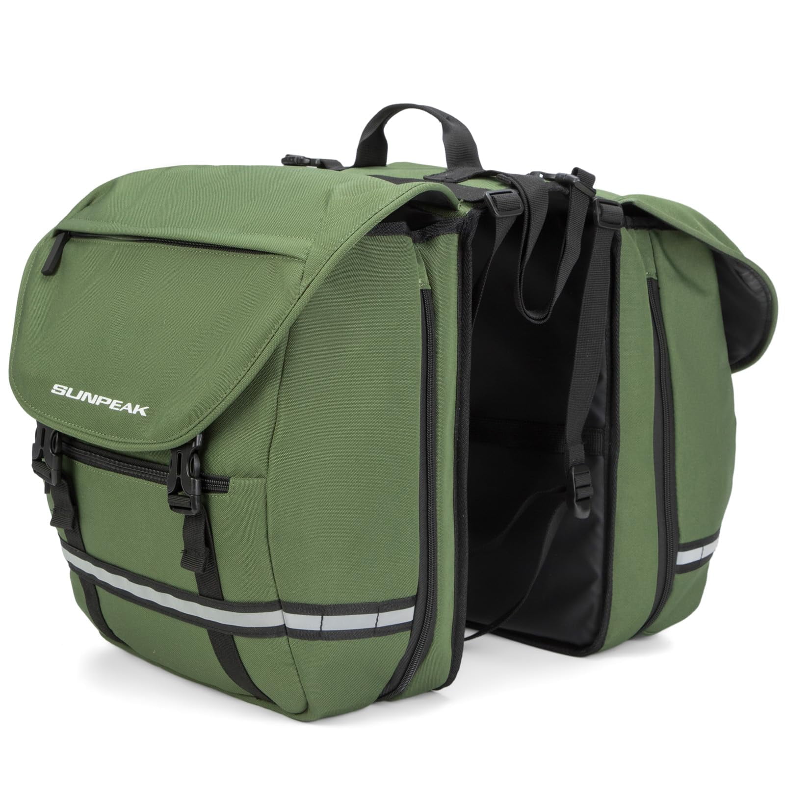 Sunpeak Bike Rack Pannier in Green with Waterproof Cover bike storage bag bicycle saddle bag