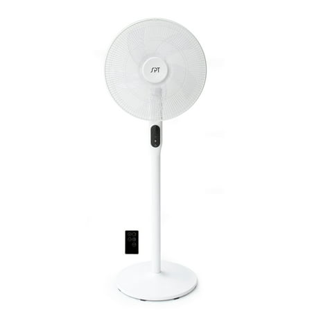 Sunpentown - 16″ DC-Motor Energy Saving Stand Fan with Remote and Timer - Piano White
