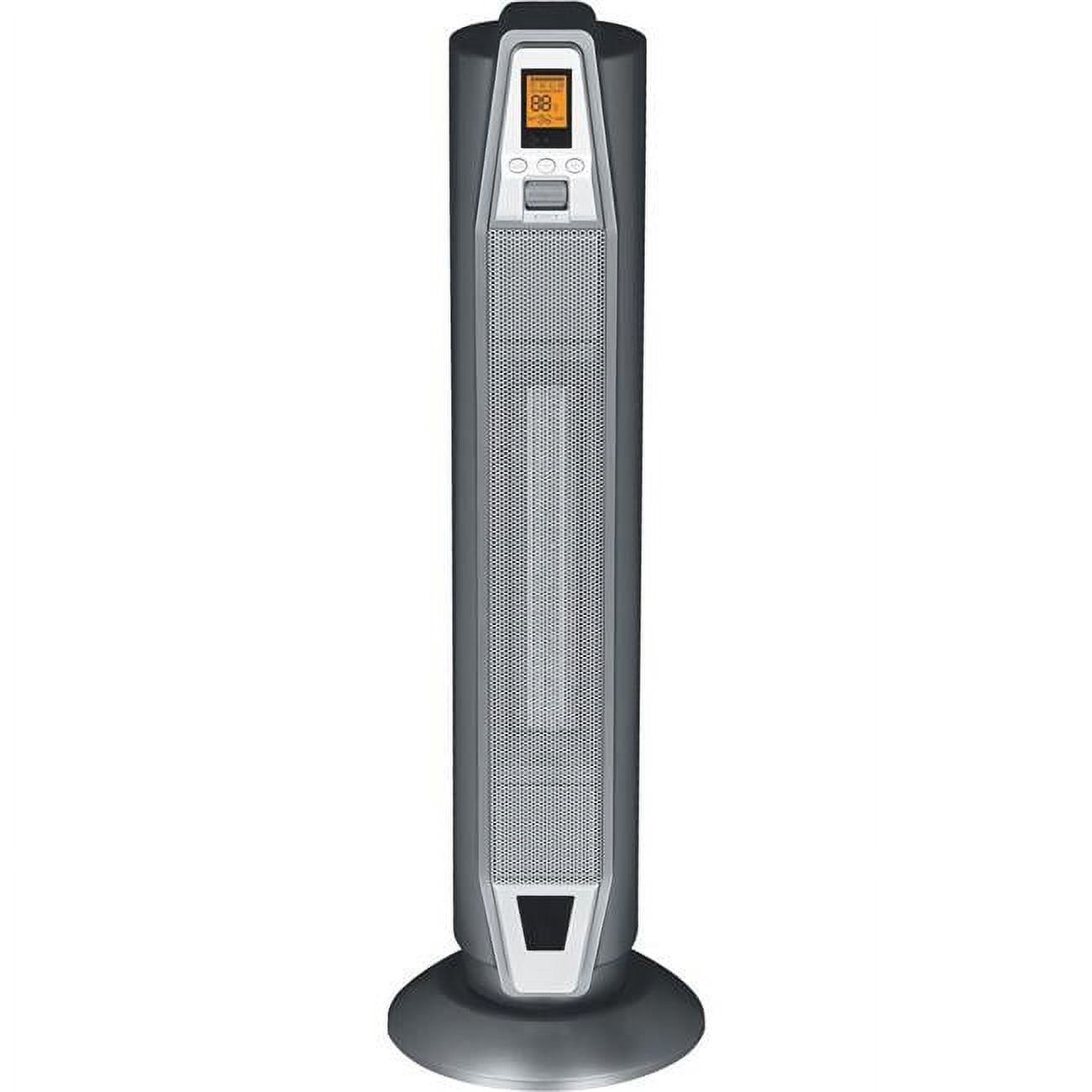 Silver 28.5" Ceramic Tower Heater with Thermostat and Remote