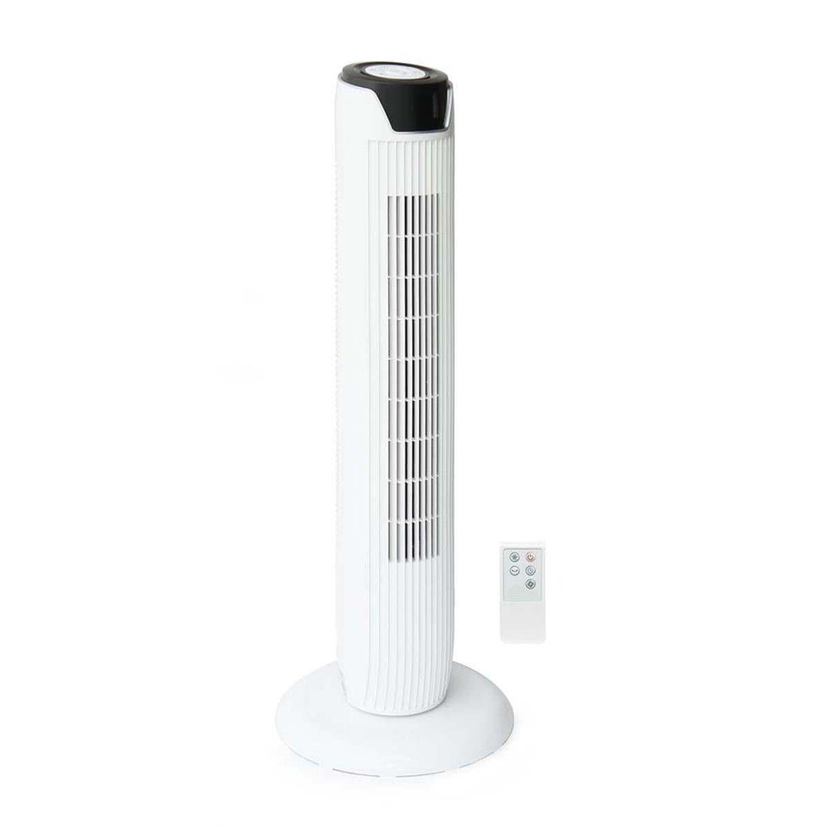 White Adjustable Height Oscillating Tower Fan with Remote