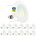 thumbnail image 1 of Sunperian 5/6 inch Recessed Lighting LED Can Light 5 Color Options 14W=90W 1100 Lumens Dimmable Wet Rated IC Rated 12-Pack, 1 of 7