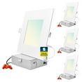 thumbnail image 1 of Sunperian 6 inch Square Ultra-Thin LED Recessed Light J-Box 5 Color Options 12W 1000 Lumens Dimmable Wet Rated 4 Pack, 1 of 7