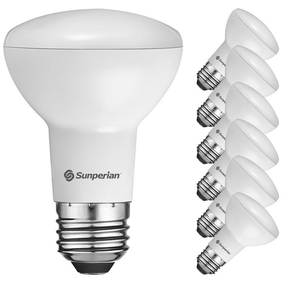 Sunperian BR20 LED Flood Bulb 6W 4000K Cool White 550lm Dimmable Enclosed Fixture Rated UL Listed E26 6-Pack