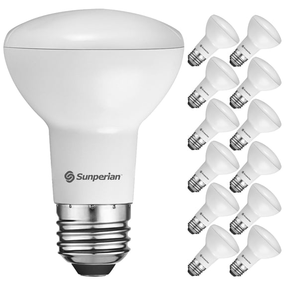 Sunperian BR20 LED Flood Bulb 6W 6500K Ultra Daylight 550lm Dimmable Enclosed Fixture Rated UL Listed E26 12-Pack