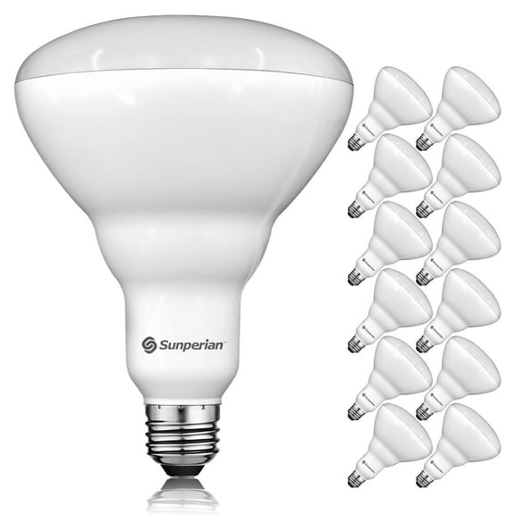 Sunperian BR40 LED Flood Light Bulb 13W=85W 4000K Cool White 1400lm Dimmable Fixture Rated UL Listed E26 12-Pack