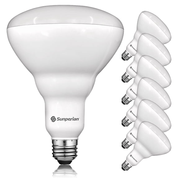 Sunperian BR40 LED Flood Light Bulb 13W=85W 6500K Ultra Daylight 1400lm Dimmable Fixture Rated UL Listed E26 6-Pack