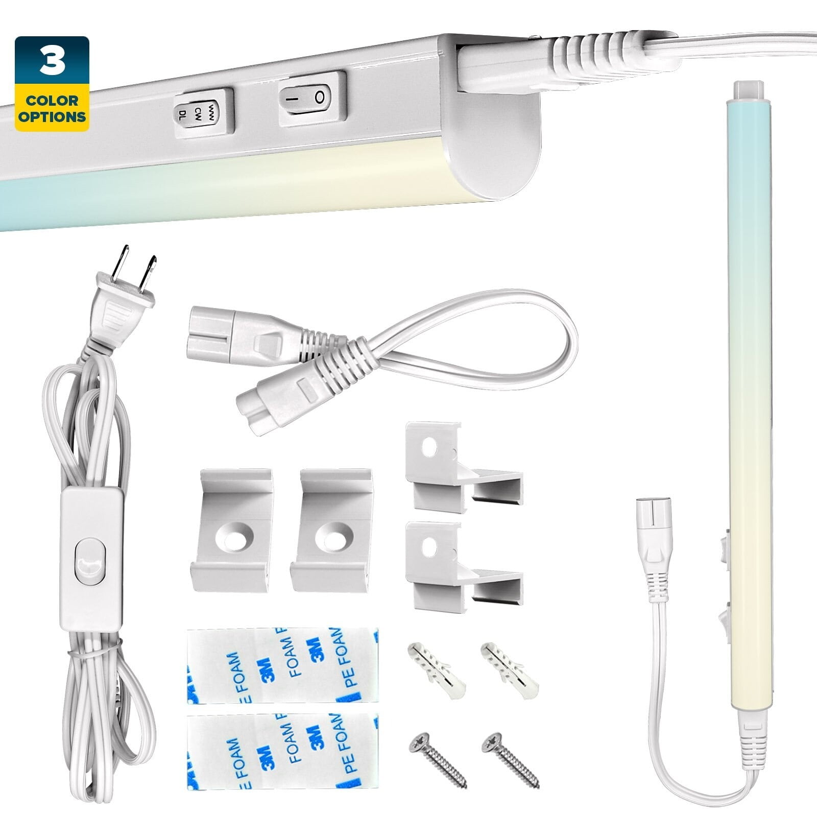 12" White LED Under Cabinet Light Strip with Remote