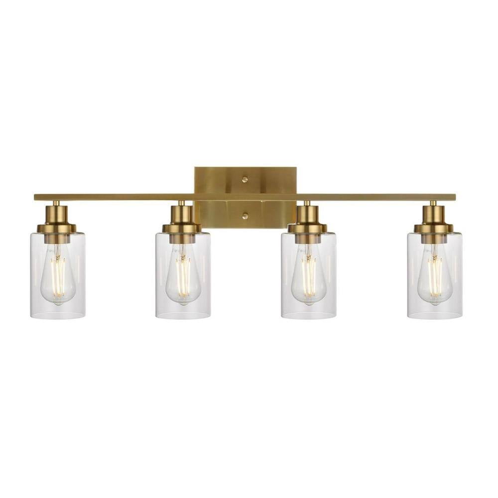 Sunpez 31 in. W 4-Light B Farmhouse Vanity Light Gold Lights for Vanity Mirror Wall Sconce for Bedroom, Living Room, Bathroom