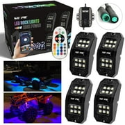 Sunpie 4PCS RGBW Rectangle LED Rock Lights with Bluetooth & Remote Controller for UTV ATV Offroad SUV Truck