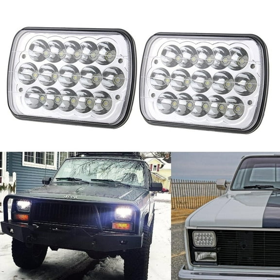 Sunpie 5x7 7x6 LED Headlights Hi/Low Sealed Beam H4 9003 Plug 6054 H5054 for Jeep Wrangler YJ XJ GMC Ford Truck Cherokee Chevy Toyota Nissan Dodge (2pcs/set)
