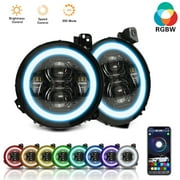 Sunpie 9 RGB-W Halo LED Headlights for 2018-2025 Jeep Wrangler JL 4xe & JT Gladiator 2pcs/set
