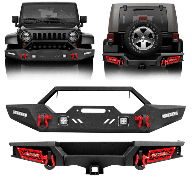 Sunpie Jeep Front & Rear Bumpers Combo Kits with Winch Plate for 2007