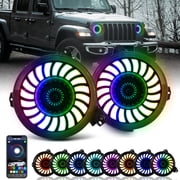 Sunpie Rotating Series 9 3D LED Lens Halo Headlights with Turn Signal For 2018-2025 Jeep Wrangler 4XE JL JLU & Jeep Gladiator JT 2pcs/set