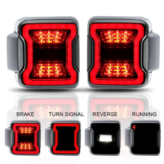 Sunpie Smoke LED Tail Lights Reverse Light Turn Signal Lamp Running Lights for 2018-2024 Jeep Wrangler JL/JLU (2pcs/set)