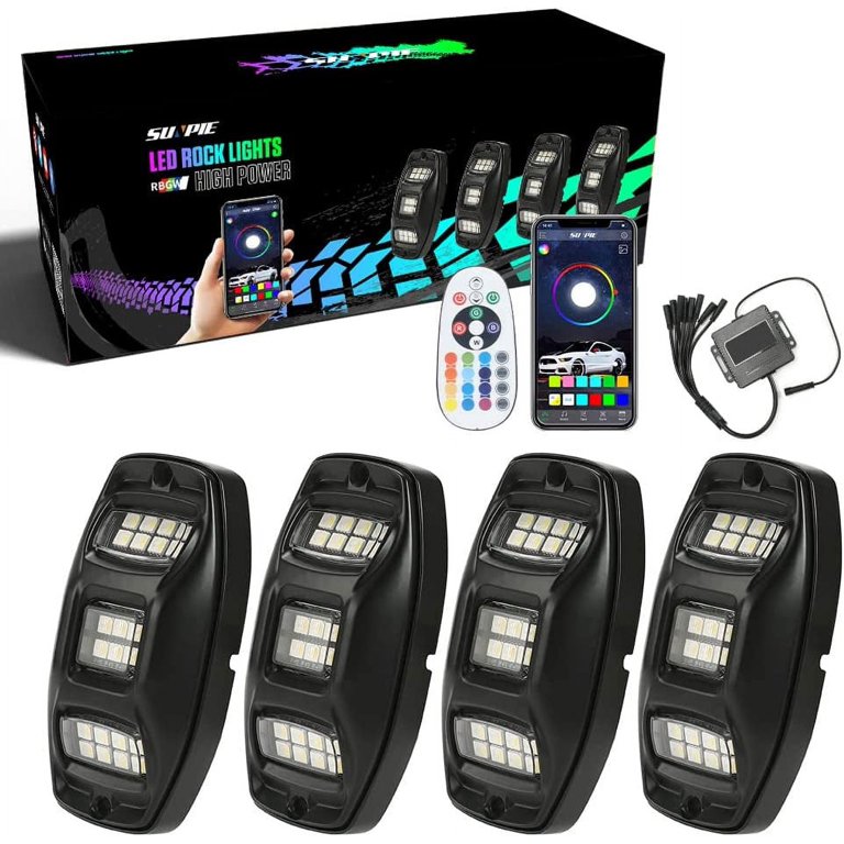 Sunpie Triple Luminous Zone Wide Angle 4PCS RGBW LED Rock Lights 