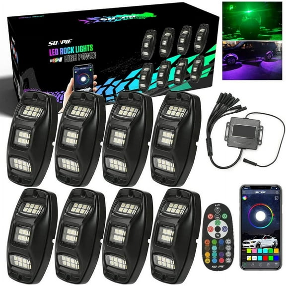 Sunpie Triple Luminous Zone Wide Angle 8PCS RGBW LED Rock Lights