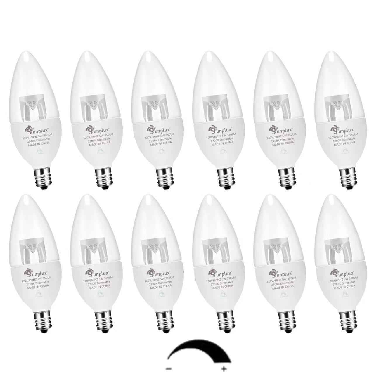 Sunplux E12 Candelabra LED Light Bulbs Dimmable 40W Equivalent, 2700K
