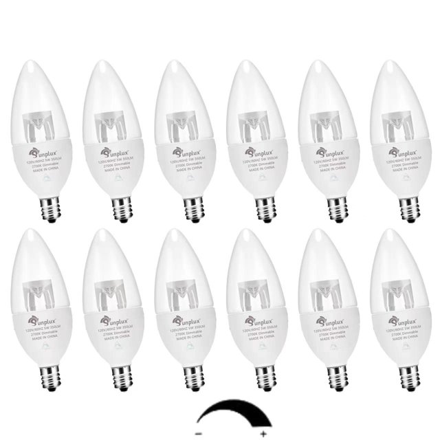 Sunplux E12 Candelabra LED Light Bulbs Dimmable 40W Equivalent, 2700K