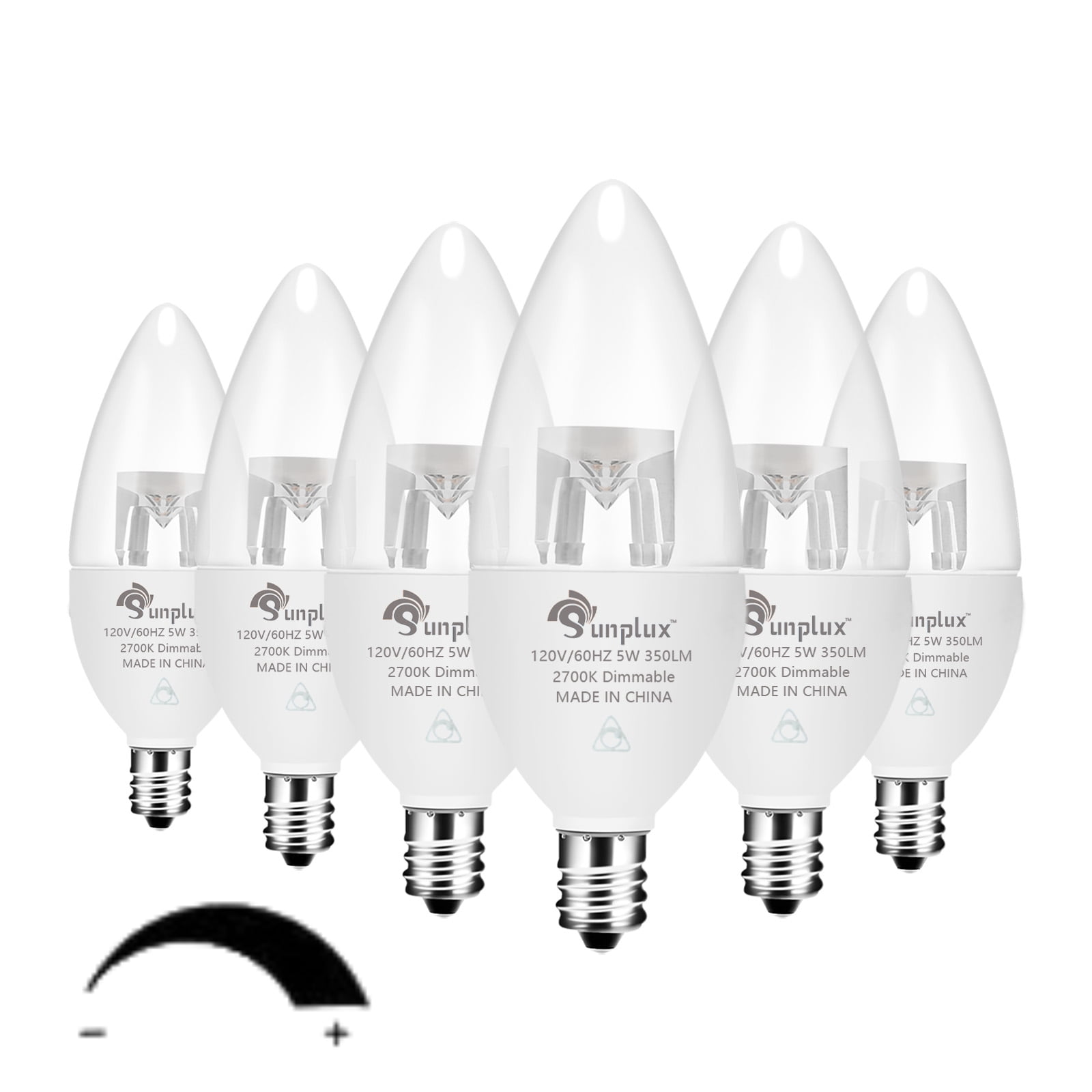 Sunplux E12 Candelabra LED Light Bulbs Dimmable 40W Equivalent, 2700K