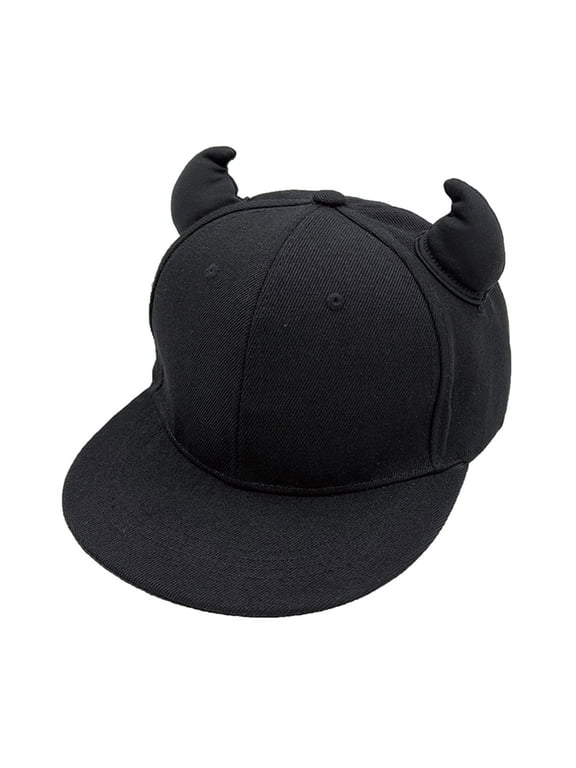 Halloween Baseball Cap with Devil Horn Decor Adult Adjustable Cap for Outdoor Cycling Hiking Hat for Teens Men