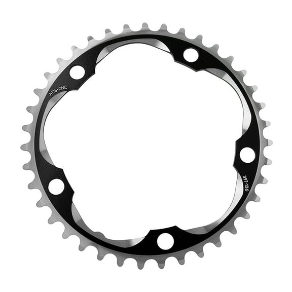 Sunrace RX0 Chainring 39t 130 BCD 5-Bolt Aluminum Black/Silver Rd MTB
