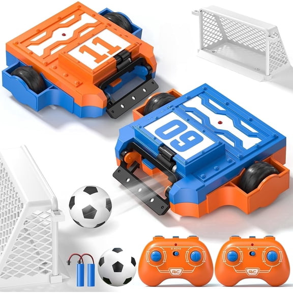 Sunrad RC Soccer Battle Robots for Kids Ages 5+, 2 Player 2.4GHz Remote Control Game Set, Rechargeable with Ball and Goal