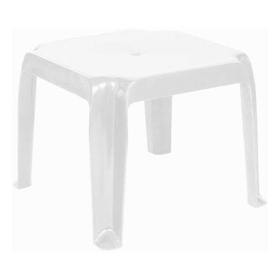 Sunray Square Resin Patio Side Table in White (Set of 2)