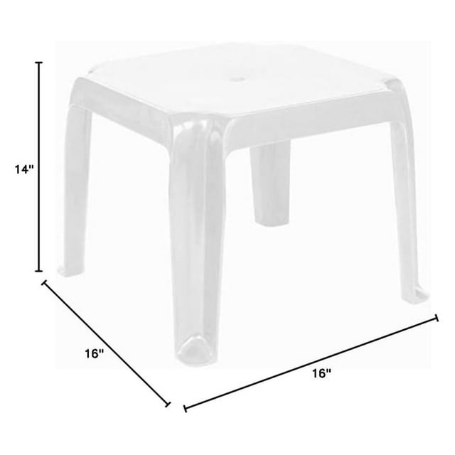 Sunray Square Resin Patio Side Table in White (Set of 2)